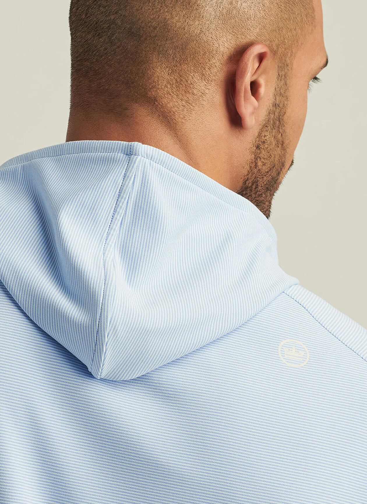 2025 Peter Millar Men's Pine Performance Hoodie - Blue/White - Image 4