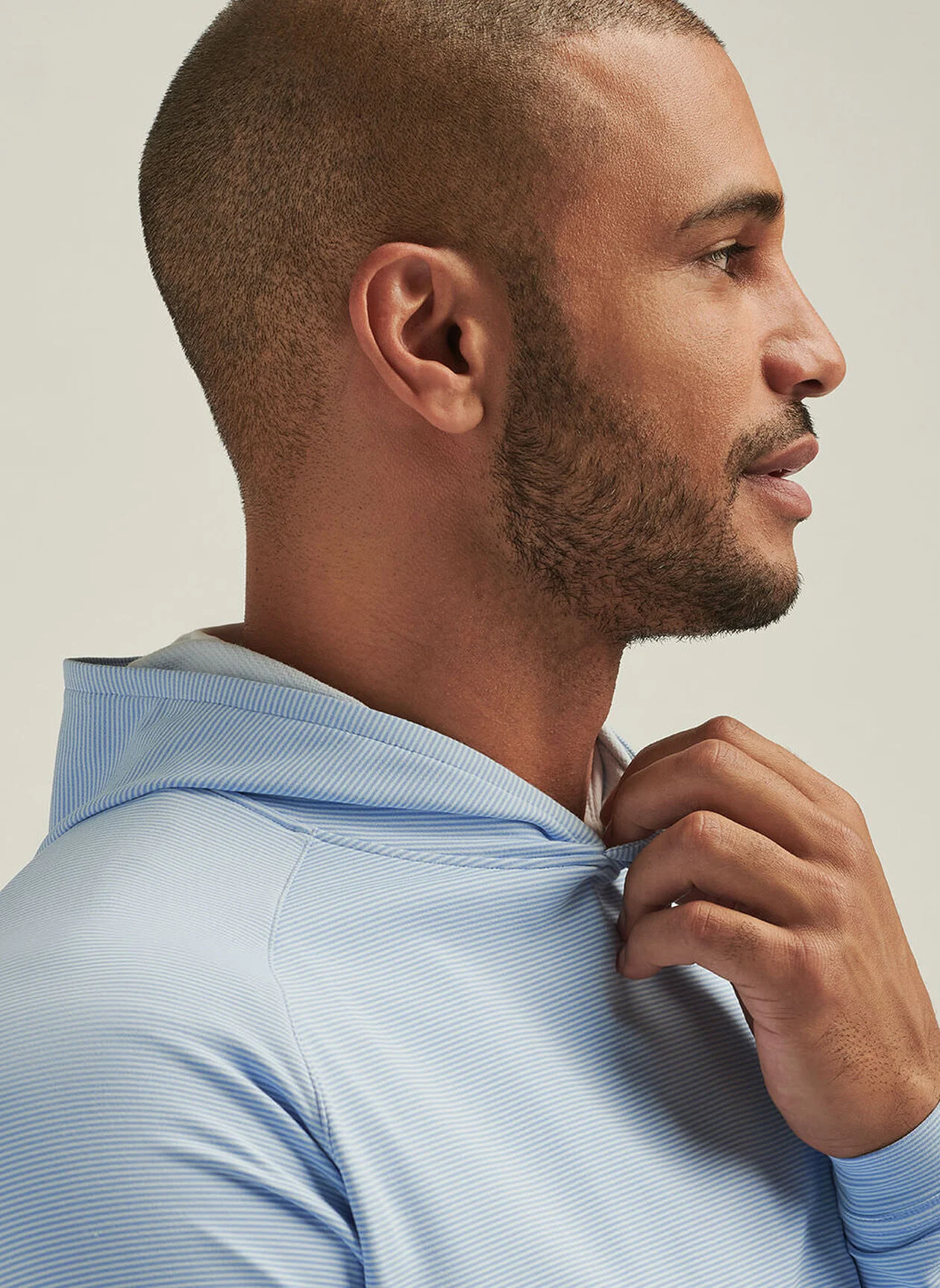 2025 Peter Millar Men's Pine Performance Hoodie - Blue/White - Image 5