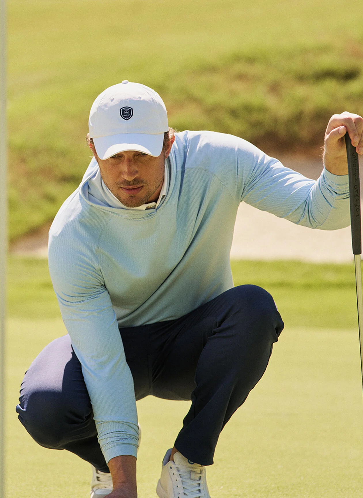 2025 Peter Millar Men's Pine Performance Hoodie - Blue/White - Image 6