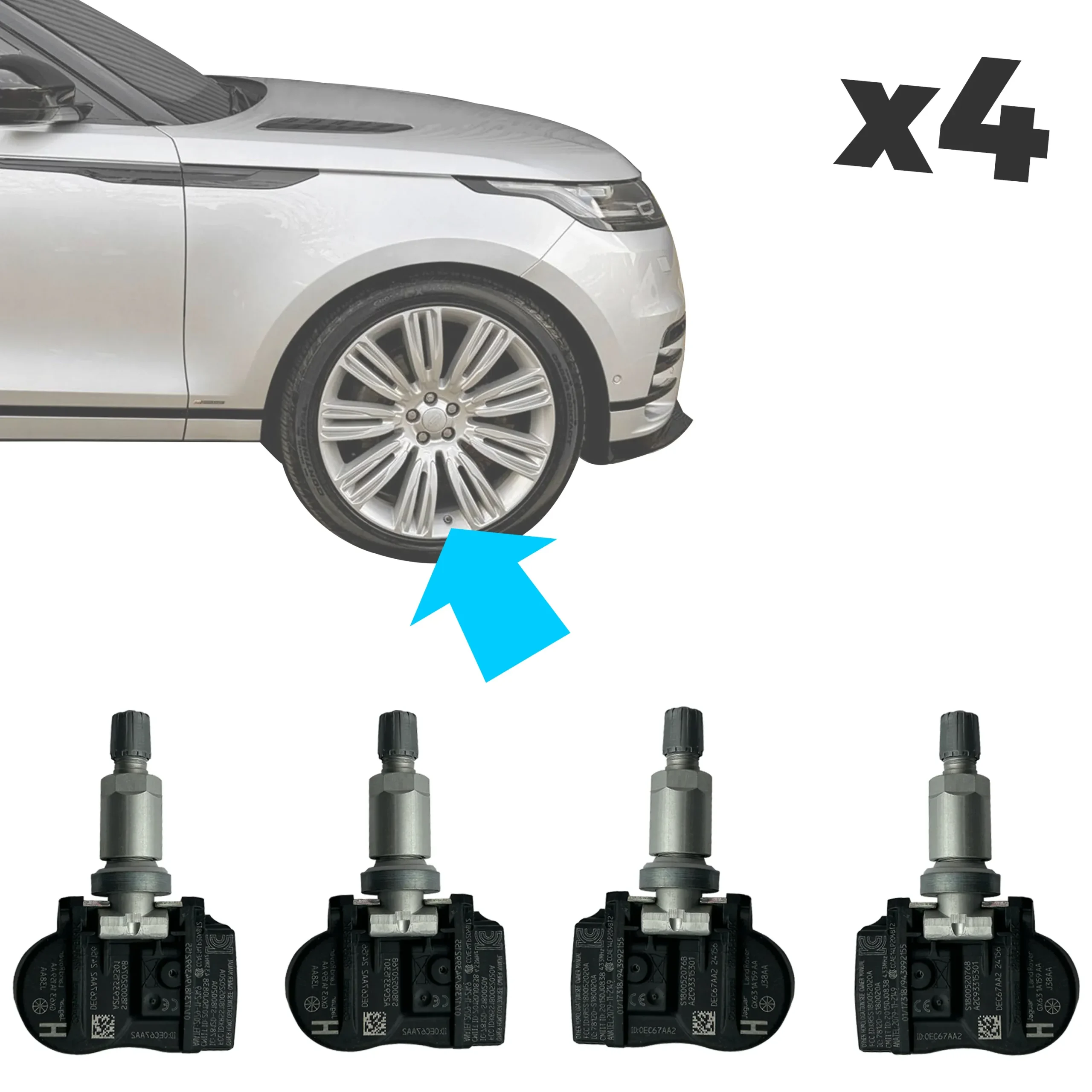 Tyre Pressure Monitoring System (TPMS) Sensors x4 for Land Rover Freelander 2 - OE