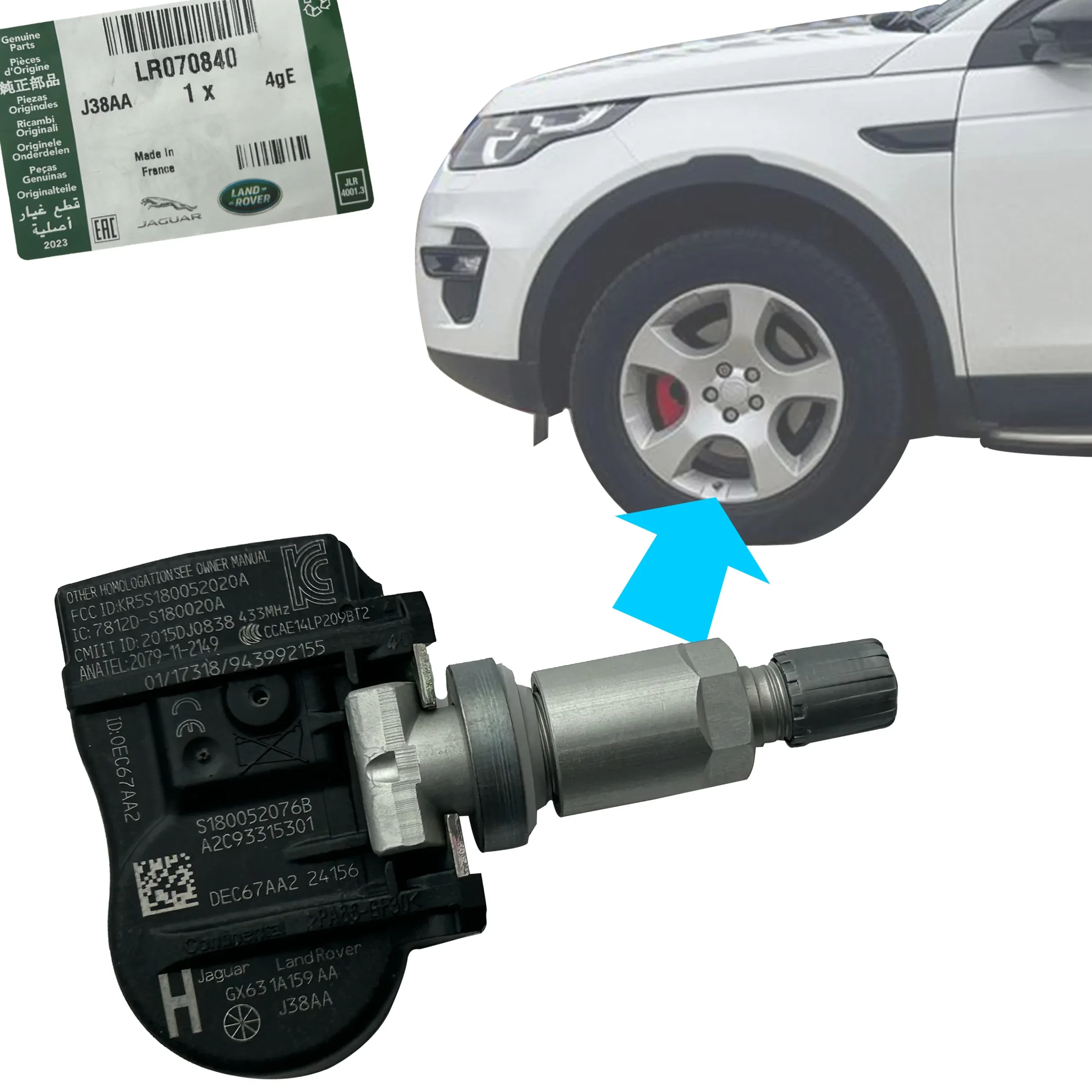 Tyre Pressure Monitoring System (TPMS) Sensor x1 for Range Rover Sport L320 - Genuine